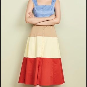 Staud multicolored tiered midi dress